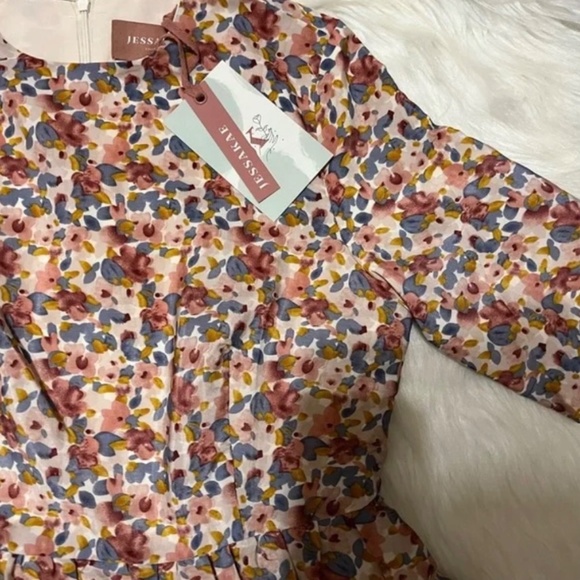 JessaKae Pink Eiffel Dress Tiered Midi Dress Floral Midi Dress - Picture 3 of 5